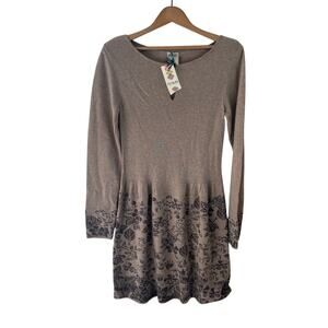 New IVKO 100% Merino Wool Devore Dress Forest Granola Lagenlook Size 38, FLAWED